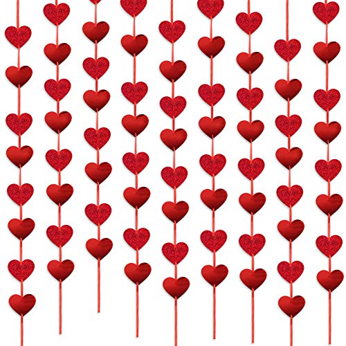 9 STK 2 Meter Herzen Girlande Rot Hängend 72 Pcs Herzen Deko Banner Deckenhänger für Valentinstag Hochzeit Romatisch JGA Junggesellinnenabschied Geburtstag Party Deko von BHGT