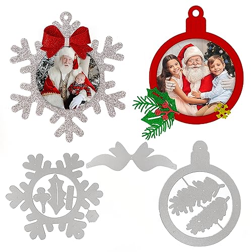 BHGT Weihnachten Stanzschablonen als Fotorahmen Weihnachtsbaumschmuck Anhänger Weihnachtskugeln Schneeflocke Deko für Weihnachtsbaum Prägeschablonen Stanzformen DIY Scrapbooking Basteln von BHGT