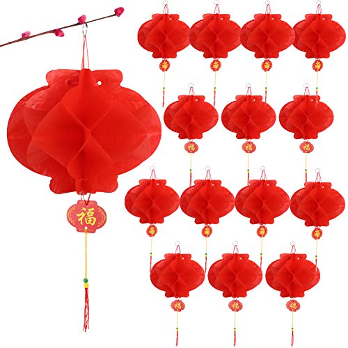 30 Stück 15cm Chinesische Laternen Lampions Rot Hängende Laternen Rot Faltbare wasserdichte Rote Papierlaternen Papierlampen für Chinesisches Neujahrsfest Frühlingsfest Party Feier Dekoration von BHGT