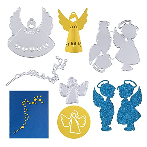 BHGT 4 Stück Stanzschablonen Engel Stern Prägeschablonen Taufe Stanzformen Cutting Dies Scrapbooking Karten Basteln für Ostern Kommunion Konfirmation Weihnachten von BHGT