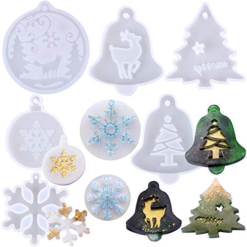 BHGT 8 STK Epoxidharz Weihnachten Silikonformen Gießformen Formen Weihnachtsformen Resin Formen Silikon Silikonform Basteln Mold Harz Casting Form (Anhänger) von BHGT