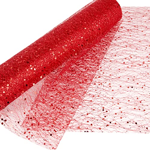 Tüll Rolle 30cm x 10 Meter Rot Tüllband Tüllstoff Tüll Dekostoff Tischband Dekoband Tüllnetz für Weihnachten Hochzeit Party Weihnachtsbaum Kleidung Deko Handwerk (Rot) von BHGT