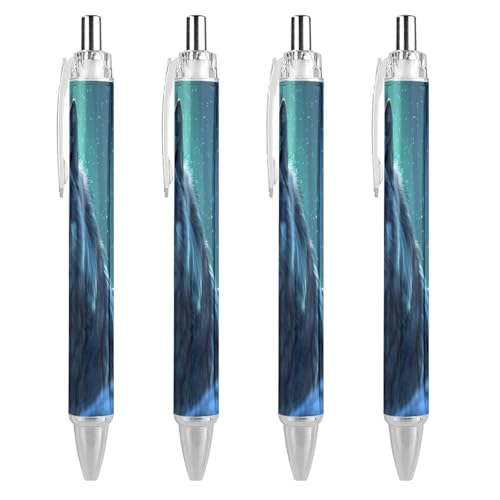 BHHJKK Wolf Northern Lights niedlicher einziehbarer Kugelschreiber, feine Spitze, 0,5 mm, runder Schaft, 4 Stück, Büro BHHJKK Wolf Northern Lights niedlicher einziehbarer Kugelschreiber, feine Spitze, 0,5 mm, runder Schaft, 4 Stück, Büro von BHHJKK