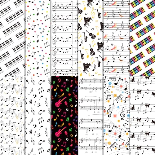 24 Blatt Musiknoten Musterpapier 30,5 x 30,5 cm Musiknoten Scrapbook Papier Block Doppelseitiges Musik Klavier gemustert dekoratives Bastelpapier Musiknoten Seidenpapier Scrapbooking Zubehör Papier von BHNACIER