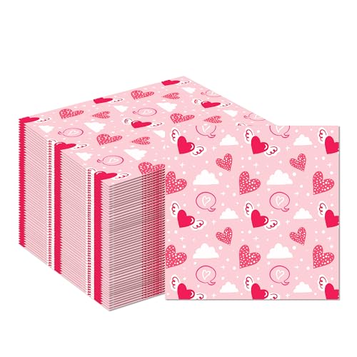 40 Stück Herz-Servietten Valentinstag Papierservietten Valentinstag Party Einweg-Servietten Valentinstag Servietten Valentinstag Servietten Herzservietten Valentinstag Party von BHNACIER