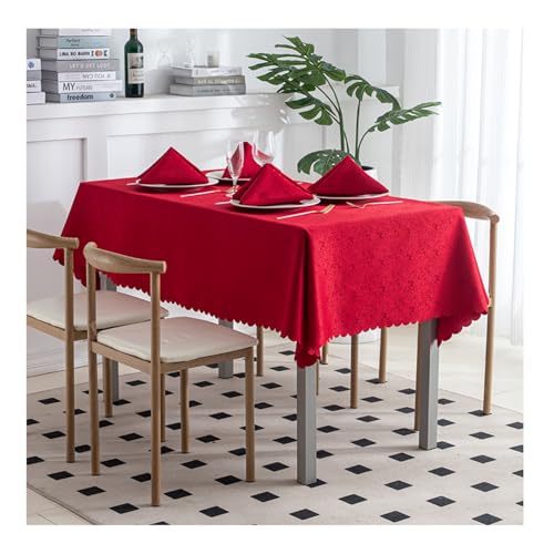 BHOMTY Jacquard Tischdecke Rechteck Weihnachten Rot Tischdecke Geeignet für Esstisch, Couchtisch, Hotel, Büro Meeting Rot F 150 * 210cm von BHOMTY