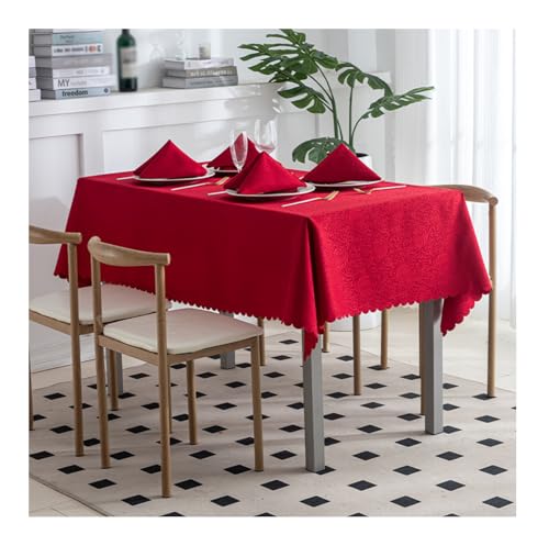 BHOMTY Rechteckige Jacquard-Tischdecke Weihnachtsrote Tischdecke Geeignet für Esstisch, Couchtisch, Hotel, Büro Meeting Rot A 150 * 210cm von BHOMTY