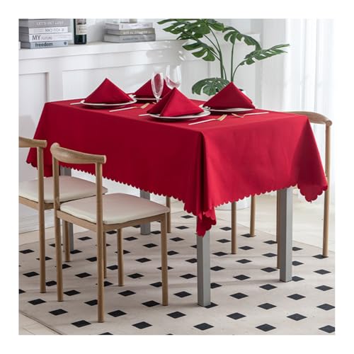 BHOMTY Rechteckige Jacquard-Tischdecke Weihnachtsrote Tischdecke Geeignet für Esstisch, Couchtisch, Hotel, Büro Meeting Rot C 150 * 210cm von BHOMTY