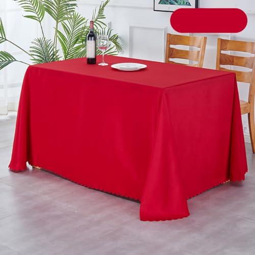 BHOMTY Rechteckige Tischdecke aus Polyester Für Tischdekorationen für Hochzeit, Party, Business und Konferenz. Maschinenwaschbar, Rot 150 * 210 cm von BHOMTY