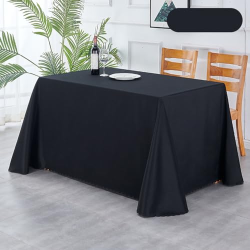 BHOMTY Rechteckige Tischdecke aus Polyester Für Tischdekorationen für Hochzeit, Party, Business und Konferenz. Maschinenwaschbar, Schwarz 150 * 210 cm von BHOMTY