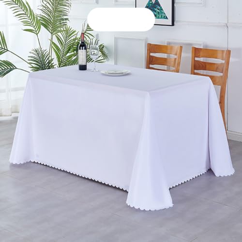 BHOMTY Rechteckige Tischdecke aus Polyester Für Tischdekorationen für Hochzeit, Party, Business und Konferenz. Maschinenwaschbar, Weiß 160 * 240 cm von BHOMTY