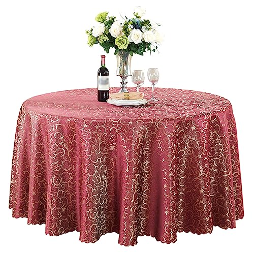 BHOMTY Runde Jacquard-Tischdecke Schützt und dekoriert den Tisch Geeignet für Haus, Hotel Restaurant, Hochzeit Bankett, Büro Treffen Bordeaux Durchmesser 180 cm von BHOMTY