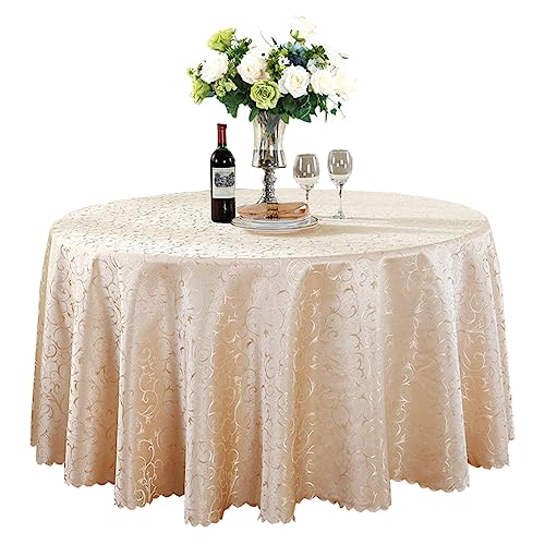 BHOMTY Runde Jacquard-Tischdecke Schützt und dekoriert den Tisch Geeignet für Haus, Hotel Restaurant, Hochzeit Bankett, Büro Treffen Champagnergold Durchmesser 160 cm von BHOMTY