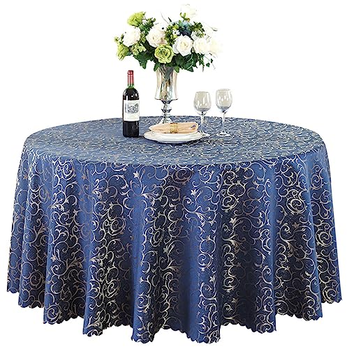 BHOMTY Runde Jacquard-Tischdecke Schützt und dekoriert den Tisch Geeignet für Haus, Hotel Restaurant, Hochzeit Bankett, Büro Treffen Marineblau Durchmesser 160 cm von BHOMTY