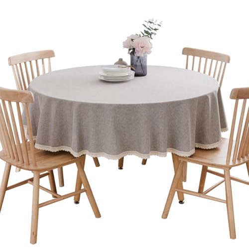 BHOMTY Runde Tischdecke aus Baumwollleinen, geeignet für Esstische, Kaffeetische, maschinenwaschbar, Hellgrau, Durchmesser 200 cm BHOMTY Runde Tischdecke aus Baumwollleinen, geeignet für Esstische, Kaffeetische, maschinenwaschbar, Hellgrau, Durchmesser 200 cm von BHOMTY