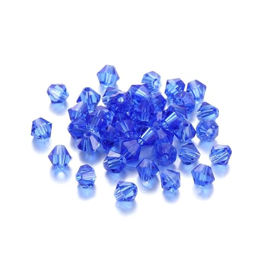 Kristall Bicone Perle 200 Stück 3 mm AB-Farbe glänzende facettierte Glasperlen lose Abstandshalter Doppelkegel-Kristalle Perlen for DIY-Armbänder Schmuckherstellung Zubehör(Blue) von BHOUTY