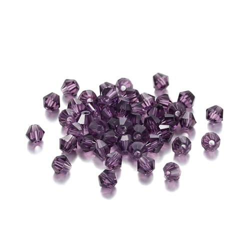 Kristall Bicone Perle 200 Stück 3 mm AB-Farbe glänzende facettierte Glasperlen lose Abstandshalter Doppelkegel-Kristalle Perlen for DIY-Armbänder Schmuckherstellung Zubehör(Dark Purple) von BHOUTY