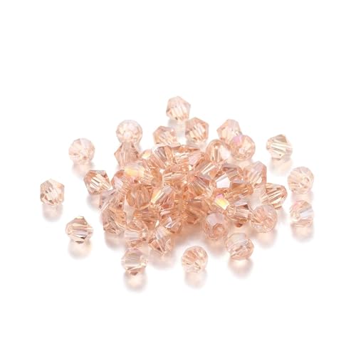 Kristall Bicone Perle 200 Stück 3 mm AB-Farbe glänzende facettierte Glasperlen lose Abstandshalter Doppelkegel-Kristalle Perlen for DIY-Armbänder Schmuckherstellung Zubehör(Flesh Color) von BHOUTY