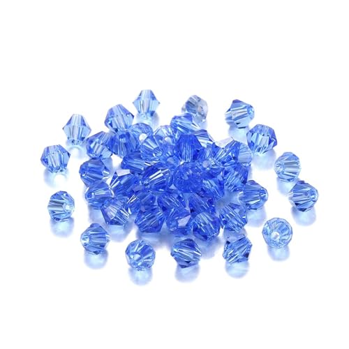 Kristall Bicone Perle 200 Stück 3 mm AB-Farbe glänzende facettierte Glasperlen lose Abstandshalter Doppelkegel-Kristalle Perlen for DIY-Armbänder Schmuckherstellung Zubehör(Light Blue) von BHOUTY