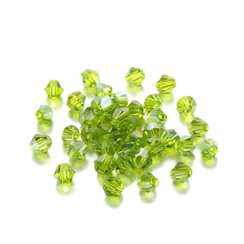 Kristall Bicone Perle 200 Stück 3 mm AB-Farbe glänzende facettierte Glasperlen lose Abstandshalter Doppelkegel-Kristalle Perlen for DIY-Armbänder Schmuckherstellung Zubehör(Light Green1) von BHOUTY