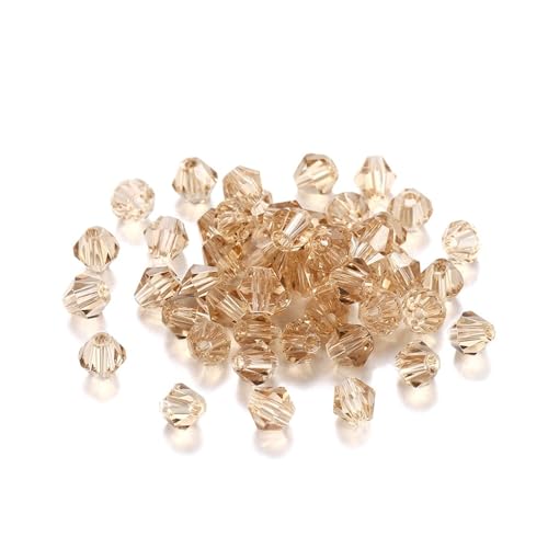 Kristall Bicone Perle 200 Stück 3 mm AB-Farbe glänzende facettierte Glasperlen lose Abstandshalter Doppelkegel-Kristalle Perlen for DIY-Armbänder Schmuckherstellung Zubehör(Light Tan2) von BHOUTY