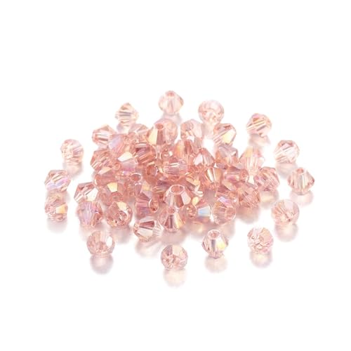 Kristall Bicone Perle 200 Stück 3 mm AB-Farbe glänzende facettierte Glasperlen lose Abstandshalter Doppelkegel-Kristalle Perlen for DIY-Armbänder Schmuckherstellung Zubehör(Pink) von BHOUTY