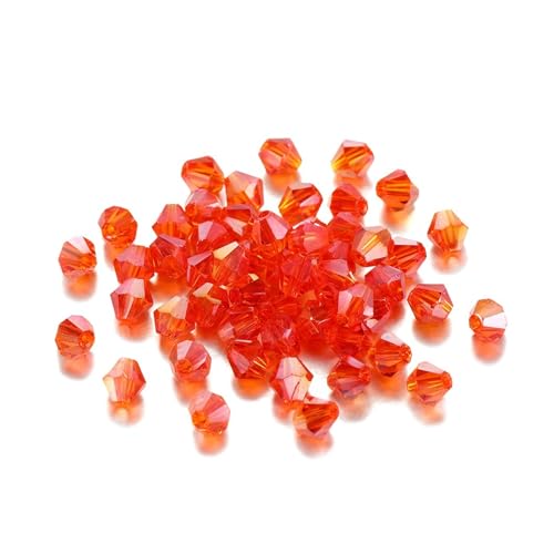 Kristall Bicone Perle 200 Stück 3 mm AB-Farbe glänzende facettierte Glasperlen lose Abstandshalter Doppelkegel-Kristalle Perlen for DIY-Armbänder Schmuckherstellung Zubehör(Red) von BHOUTY