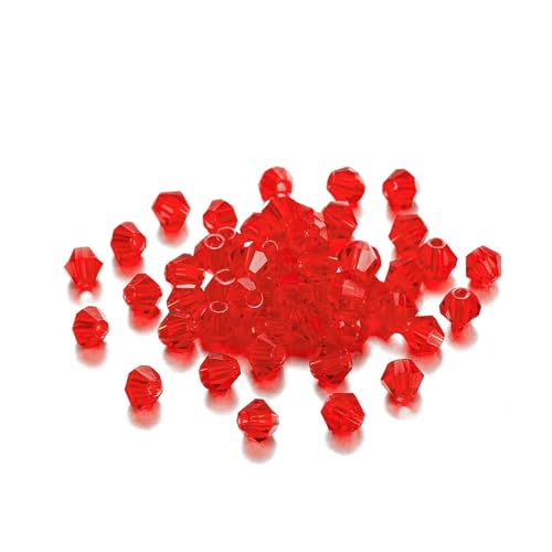 Kristall Bicone Perle 200 Stück 3 mm AB-Farbe glänzende facettierte Glasperlen lose Abstandshalter Doppelkegel-Kristalle Perlen for DIY-Armbänder Schmuckherstellung Zubehör(Red1) von BHOUTY