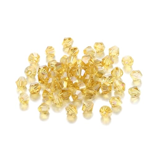 Kristall Bicone Perle 200 Stück 3 mm AB-Farbe glänzende facettierte Glasperlen lose Abstandshalter Doppelkegel-Kristalle Perlen for DIY-Armbänder Schmuckherstellung Zubehör(Yellow2) von BHOUTY