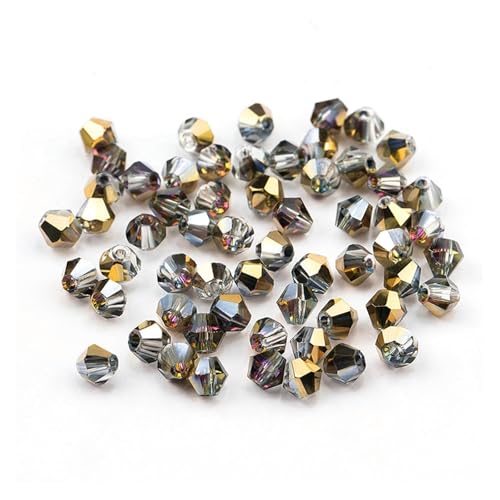 Kristall Bicone Perle 4mm glänzende Metall Farbe doppelkegel perlen Glas Perlen halb vernickelt Farbe Perlen kristall schmuck perlen for Schmuck Machen 120 Teile/los(Half-Gold Color) von BHOUTY