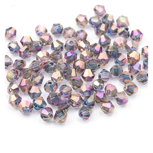 Kristall Bicone Perle 4mm glänzende Metall Farbe doppelkegel perlen Glas Perlen halb vernickelt Farbe Perlen kristall schmuck perlen for Schmuck Machen 120 Teile/los(Half-Purple) von BHOUTY