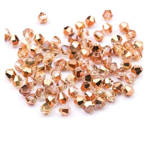 Kristall Bicone Perle 4mm glänzende Metall Farbe doppelkegel perlen Glas Perlen halb vernickelt Farbe Perlen kristall schmuck perlen for Schmuck Machen 120 Teile/los(Half-Rose Gold Color) von BHOUTY