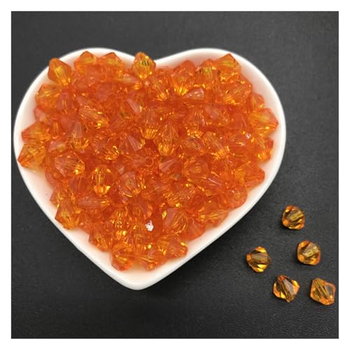 Kristall Bicone Perle 6mm 8mm 10mm Acryl Spacer Perlen Facettierte Bicone Kristall Spacer Perlen for Schmuck Machen(Orange,10mm 50pcs) von BHOUTY