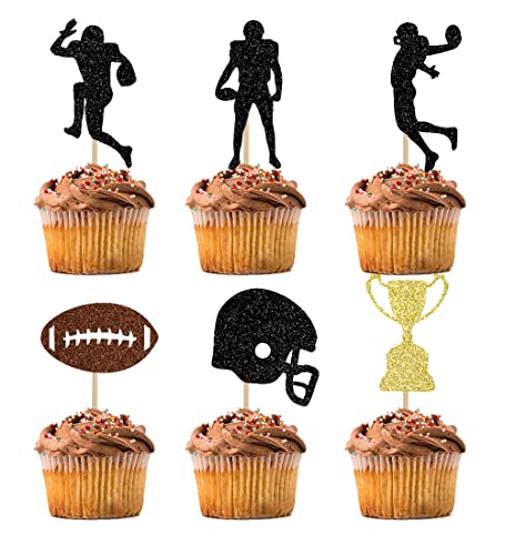 BIABISD 12 Stück Amerika Fußball Cupcake Topper Superbo Rugby Thema Geburtstag Party Kuchen Dekorationen Zubehör Junge Mädchen Sport Thema Geburtstag Party Kuchen Dekorationen Zubehör von BIABISD