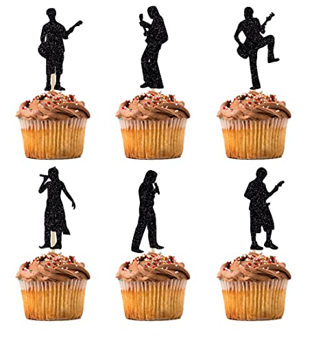 BIABISD 12 Stück Musik-Cupcake-Topper Musik-Thema Cupcake-Topper Musik-Thema Cupcake Picks Musik Konzert Thema Geburtstag Party Kuchen Dekorationen Zubehör von BIABISD