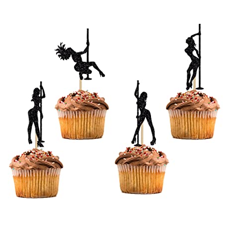 BIABISD 12 Stück Pole Dance Girl Cupcake Topper Pole Dancing Thema Cupcake Topper Pole Dancing Happy Birthday Party Supplies Dekorationen von BIABISD