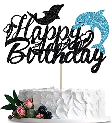 BIABISD Delphin Geburtstagstorte Topper Delfin Meerestiere Happy Birthday Kuchen Dekoration Ozean Thema Geburtstag Party Supplies von BIABISD