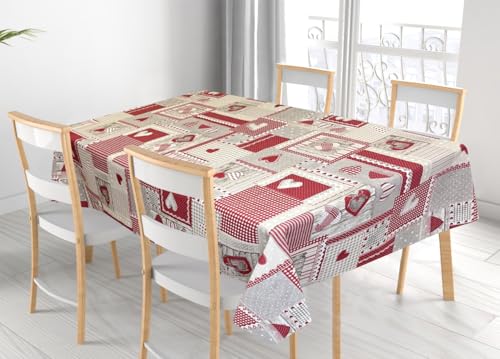 BIANCHERIAWEB Tischdecke für Wohnzimmer, Küche, Tisch, 100 % Baumwolle, hergestellt in Italien, Aprica RP, 140 x 140 cm, Rot von BIANCHERIAWEB