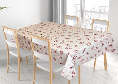 BIANCHERIAWEB Tischdecke für Wohnzimmer, Küche, Tisch, 100 % Baumwolle, hergestellt in Italien, Bär Chef, 140 x 140 cm, Rot von BIANCHERIAWEB