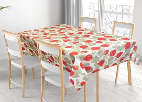 BIANCHERIAWEB Tischdecke für Wohnzimmer, Küche, Tisch, 100 % Baumwolle, hergestellt in Italien, Erdbeere RP, 140 x 360 cm, Erdbeere von BIANCHERIAWEB