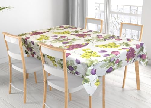 BIANCHERIAWEB Tischdecke für Wohnzimmer, Küche, Tisch, 100 % Baumwolle, hergestellt in Italien, Trauben und Feigen RP, 140 x 360 cm, Trauben und Feigen von BIANCHERIAWEB