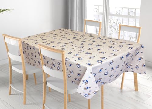 BIANCHERIAWEB Tischdecke für Wohnzimmer Küche Tisch 100% Baumwolle Made in Italy Bär Chef 140 x 140 blau von BIANCHERIAWEB