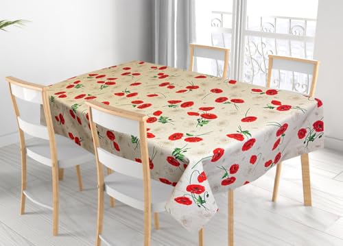 BIANCHERIAWEB Tischdecke für Wohnzimmer Küche aus Miros Baumwollmischung Made in Italy Mohnblumen RP 140 x 180 cm Mohnblumen von BIANCHERIAWEB