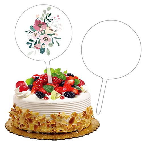 BIAO TX Cake Topper Hochzeit, 10 Stück Acryl Kuchen Topper, Cake Topper Acryl Blanko für Personalisiert Kuchen Deko, Hochzeit, Taufe von BIAO TX