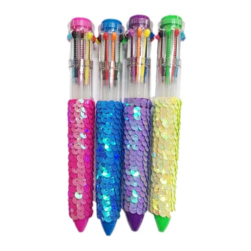 4 Stück 10 Farben Shuttle Pen Druckkugelschreiber 10-in-1 mehrfarbiger Stift Büro Schulbedarf für glattes Schreiben 4 Stück 10 Farben Shuttle Pen 10-in-1 einziehbarer Kugelschreiber 0,7 mm mehrfarbig von BIBABLYKE