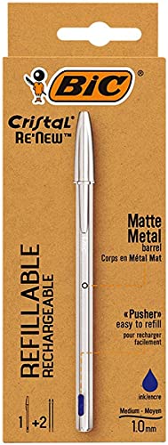 BIC CRISTAL RE NEW Refillable Rechargeable 1MM Matte Metal Barrel von BIC Cristal