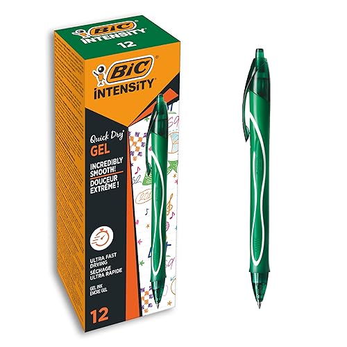 BIC Deutschland DeutschlandGel-ocity Quick Dry Gel-Roller Medium in Grün – 12er Set, 964771, 12 unidades von BIC