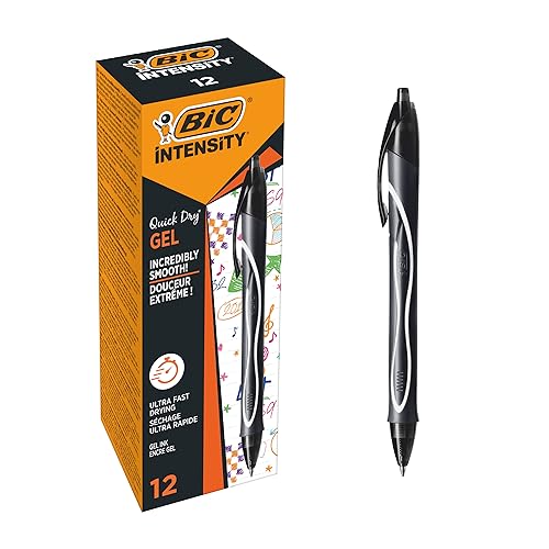 BIC Gel-ocity Quick Dry Tintenroller, Gelstifte in Schwarz, Strichstärke Medium, Nachfüllbar, 12er Pack von BIC