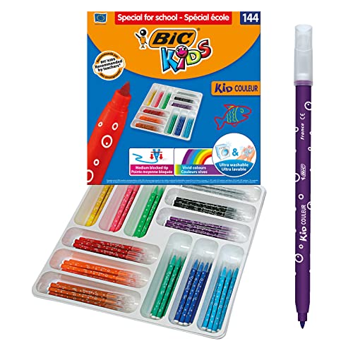 BIC KiDS Couleur Medium Filzstifte Schulset Klassensatz, 144-teilig von BIC