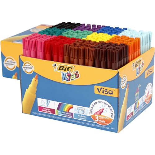 BIC Kids 897099 Fasermaler Visa, 288 Stück 12-farbig sortiert von BIC